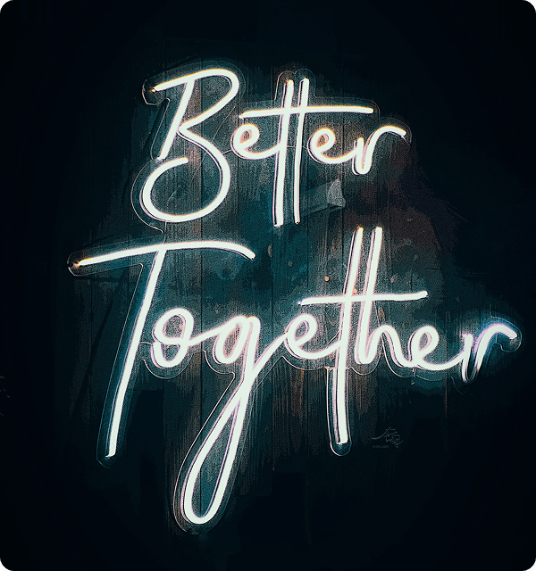Neonski natpis "zajedno bolji"